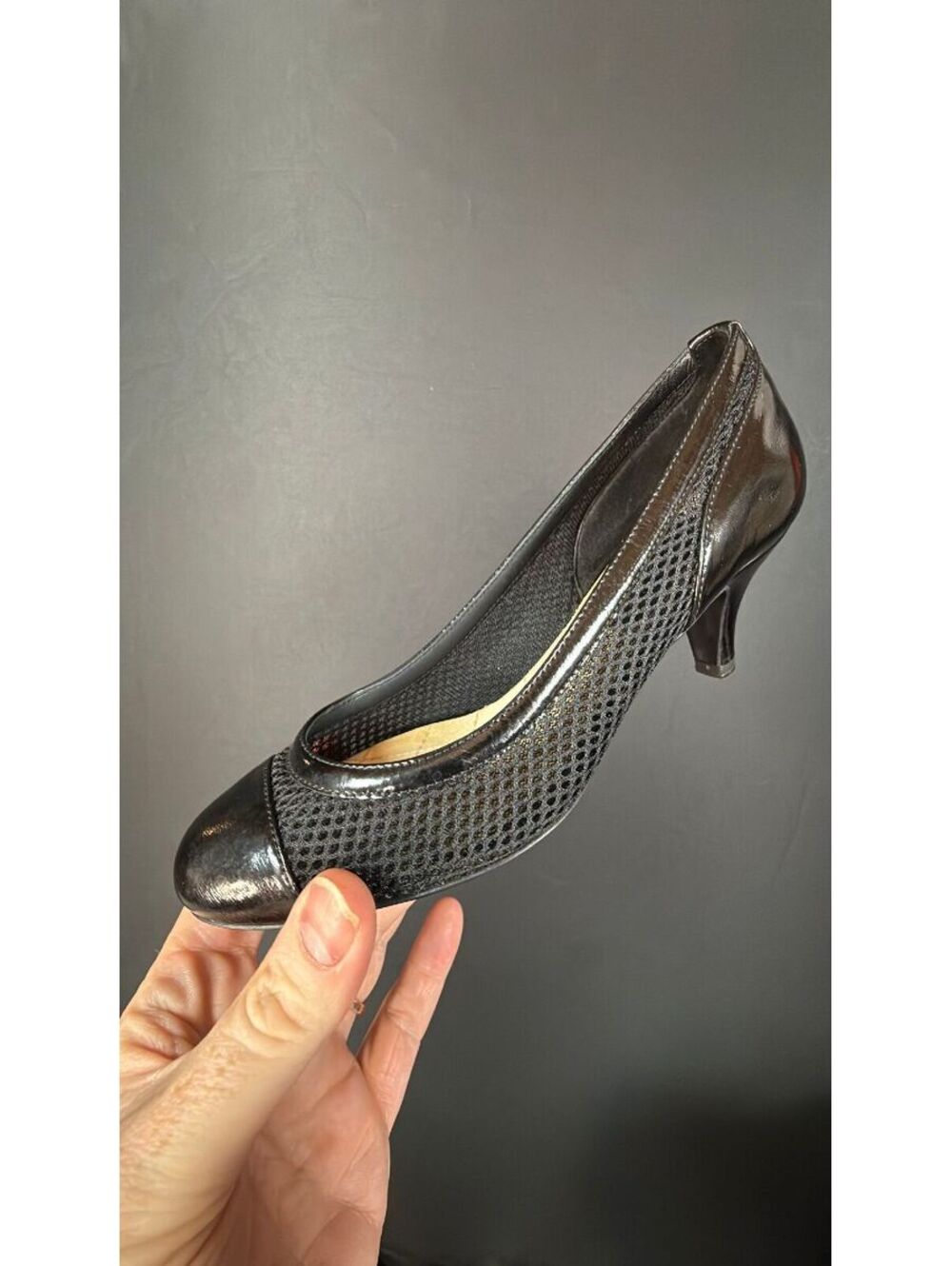 Chanel Black Mesh Side Heels Size 35.5